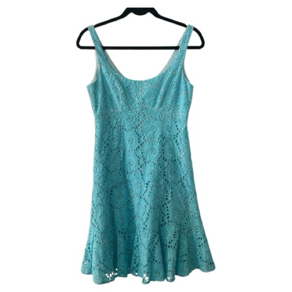 Nanette Lepore Blue Sky Cotton Eyelet Sheath Dress Size 4